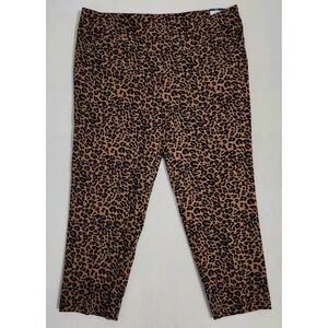 Terra & Sky Plus Pants Women's 2X Leopard Print Pull On High Waist